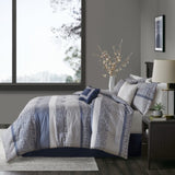 7 Piece Jacquard Comforter Set Navy Cal King B03597214