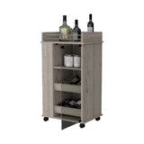 Lusk Bar Cart with 2-Bottle Holder Shelf, Glass Door and Casters B128P176153