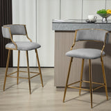 SET OF 2,26'' Counter height bar stools Corduroy kitchen island counter bar stool with back,golden W2215P195292