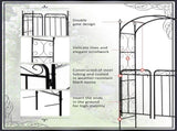 Black 84" Metal Garden Archway with Gate, for Climbing Vines & Wedding Ceremony Decoration 27362792