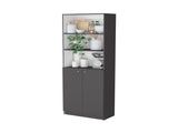 Matt Gray and White 2-Door Bookcase B062P175162
