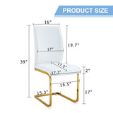 Luxury Simple Arch Chair - Set of 2 WHITE PU Material High Resilience Dining Chair with Arched Metal W1151P154875