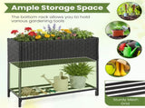 28" Elevated Raised Planter Box with Storage Shelf, Ergonomic Garden Bed for Patio Balcony Herb 14565197