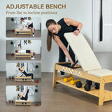 ZNTS Wooden Adjustable Weight Bench 71536717