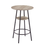 Round bar stool set with shelf, upholstered stool with backrest Grey, 23.62'' W x 23.62'' D x W1162101846