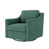 360 Degree Swivel Armchair Cotton linen skin-friendly fabric Ergonomic design Brass nail decorative W2113127462