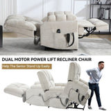 Dual Motor Heat Massage Infinite Position Up to 350 LBS Electric Power Lift Recliners with W3224P288434
