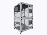 71.2" Tall Outdoor Cat Enclosure Catio with Wheels, Wooden Cat Cage, Multi-Level Cat House with 54082704