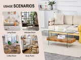 40.3-inch sturdy double-layer coffee table - tempered glass tabletop and table legs, with a W1512P317685