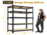 72"H Garage Shelving Unit Heavy Duty 1500LBS 5 Tier Storage Shelves Adjustable Shelf Rack for Garage 81311218