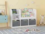 Kids Bookcase and Bookshelf, Multifunctional Bookcase with 3 Collapsible Fabric Drawers, Bookcase 45889754