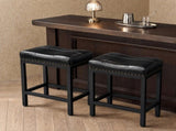 24 Inch Saddle Bar Stool Set of 2 PU Leather Counter Stools with Steel Frame and Footrest, Black 11290414