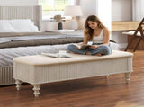 50.8-inch Multi-Functional Ottoman Bench-Solid Rubberwood Bed End Bench with Linen Seat, 31692215