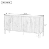 U_Style 59.8" 4-Door Sideboard,Hidden Handle,Distinctive Solid Ash Veneer Buffet with Storage, N711P290714O