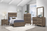 ZNTS Simple Look Rustic Brown Finish 1pc Chest of 5x Drawers Black Metal Hardware Bedroom Furniture B01153395