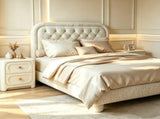 Twin Size Single Upholstered Platform Bed Frame with 46" Tufted Boucle Headboard, Wooden Slat 17376989