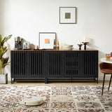 Cabinet with Slatted Grille Striped Door, Modern Style Cabinet, High-Quality MDF and Metal Leg W578P193310