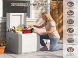 27 Gallon Outdoor PP Deck Box Waterproof Patio Storage Box with Side Handles & Dual-Tone Design-Gray 59437572