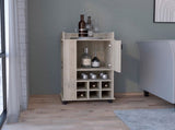 Bar Cart with 6 Built-in Wine Rack and Casters, Light Gray B097120590