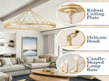 63.8 INCH 36-Light Extra Large Wagon Wheel Chandelier, Gold Farmhouse Round Wheel Chandelier Light W5008P543830