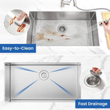 32" L X 19" W Undermount Single Bowl 18 Gauge 304 Stainless Steel Kitchen Sink W1225P266036