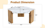 31-inch white marble-textured pentagonal coffee table - wooden triangular base, with a load-bearing W2920P294340