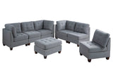 ZNTS Living Room Furniture Tufted Corner Wedge Grey Linen Like Fabric 1pc Cushion Nail heads Wedge Sofa B011119654