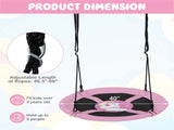 Pink 40" Saucer Tree Swing, 2 Hanging Ways 360&deg Rotation Adjustable Ropes 46.5"-68" 76748698