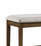 ZNTS Wooden Frame Counter Height Bench Light Oak Finish Mindy Veneer Gray Textured Fabric Upholstery B01146345