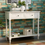 ZNTS Series Console Table Traditional Design with Two Drawers and Bottom Shelf 26897015