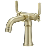 ZNTS Industrial Pipe-Style Bathroom Faucet Brushed Gold 2-Handle Vanity Mixer Tap Pop-Up Drain Included W1920P254920