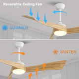 52 Inch Minimalist Ceiling Fan Light With 6 Speed Remote Energy-saving DC Motor 52K012WH
