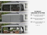 10' x 13' Outdoor Gazebo Aluminum Frame Double Roof Shelter with Netting & Curtains for Patio 13114202
