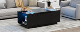 U-Can Led Coffee Table, Modern Center Table High-Gloss Finish and Glass Tabletop, Coffee Table N724P290056B