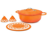 Stainless Steel Handle 7.5QT Round Enameled Pot Orange Gradient 05452818