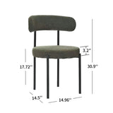 Green Boucle Dining Chairs Set of 2,Mid-Century Modern Curved Backrest Chair,Round Upholstered GL-W2533P170108