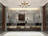 40x30inch Silver Rectangular Wall-mounted Beveled Bathroom Mirror,Square Angle Metal Frame Wall W2091126966
