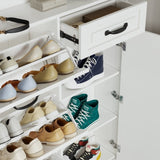 White color shoe cabinet with 4 doors 1 drawers,large space for storage W1320P147738