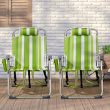 63*70*99cm Heightened Oxford Cloth Silver White Aluminum Tube Bearing 100kg Beach Chair Green 51900135