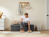 43" Foldable Storage Ottoman Bench Linen Footrest Stool with Foam Padded Seat, Gray 88168792