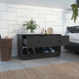 ZNTS Hamilton Storage Bench, Two Open Shelves, Two Drawers -Black B20091910