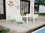 Summer- 4-Pack Modern Striped Color Block Chairs - Waterproof PP Seat & Sturdy Metal Legs, W3450P447386