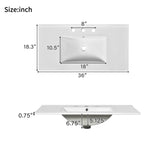 36inch Bathroom Vanity with Ceramic Sink, Bathroom Storage Cabinet with 2 Drawers& Shelf, Solid Wood N710P197024C
