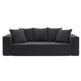 ZNTS 88.97 inch Soft Corduroy Upholstery Streamlined Design sofa with 5 Pillows, Ample and Cozy 3 Seater W876P154942
