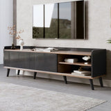 63'' Mid Century TV Stand with 2 Cabinets& Open Compartments, Entertainment Center for TVs up to N710P180182B
