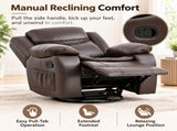 Faux Leather Rocker Swivel Recliner Chair, Manual Reclining Armchair with 360&deg Swivel Base, B2766P587865