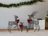3pcs 4FT 30.00V 3.60W Family Elk Brown Ratten Style Frame Courtyard Elk Decoration 40050045