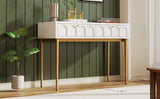 Modern metal leg double drawer dressing table, combining high-quality wood and metal, simple style, W2565P248233
