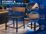 Bar Table and Stool Set 1 Table 2 Stools, Brown Wood Grain MDF Tabletop & Gold Metal Frame, Padded 81463431