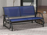Dark Blue 2-Seat Patio Glider Bench Outdoor Double Swing Rocking 76321477